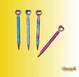 Caneta cora��o luxo com strass, cada