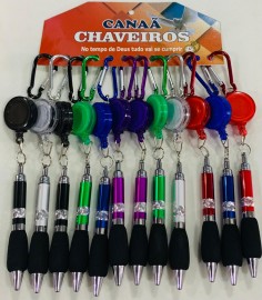 Chaveiro anzol alumnio com caneta elstico