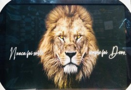 Quadro Madeira com moldura Retr� ( 50x70 cm ) ( Le�o amarelo , Nunca foi sorte �), cada