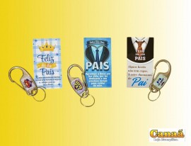 Kit carto e chaveiro mosqueto anzol Pai, cada