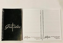 Caderneta com pauta ,palavra GRATIDÃO (preto)