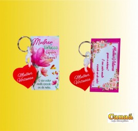 Kit cart�o dupla face com chaveiro borracha Mulher virtuosa, cada