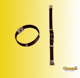 Pulseira borracha chapinha regul�vel ( F� Cruz) com fecho de ferro