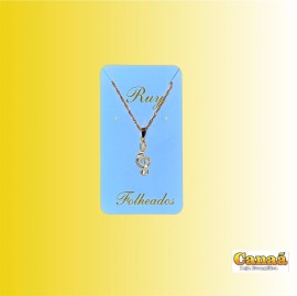 Kit corrente com pingente folheado (clave de sol)