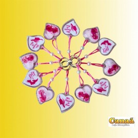 Chaveiro cora��o gel com p�rolas ( M�e) c/12