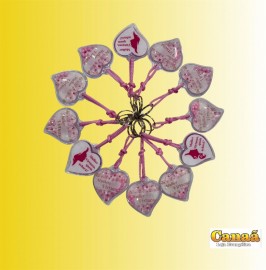 Chaveiro cora��o gel com p�rolas ( mulher virtuosa) c/12
