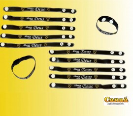 Pulseira borracha preta Aliana com Deus com 12 peas