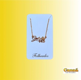 Kit corrente com pingente folheado (gratid�o com flor )