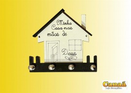 Porta-chave MDF casa (Preto e branco), cada