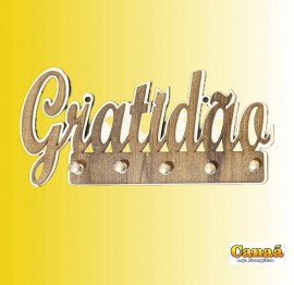  Porta chave madeira recortado com 5 pinos ( Gratido)