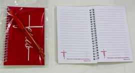 kit caderneta palavra Jesus( rosa) com caneta 