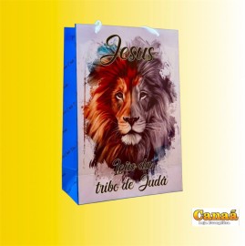 Sacola grande Jesus - Le�o da tribo de Jud� (azul com branco) , cada