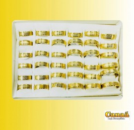 Anel ao dourado reto ( orao pai nosso) caixa com 36 peas 