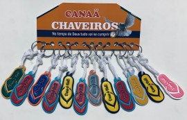 Chaveiro borracha colorida chinelo  com 12 ps