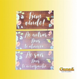 Quadro decorao corda com 3 placas de madeira (Bem vindo!!...),cada
