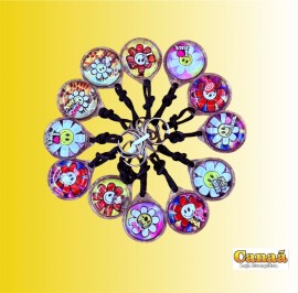 Chaveiro gel flor (infantil) c/12
