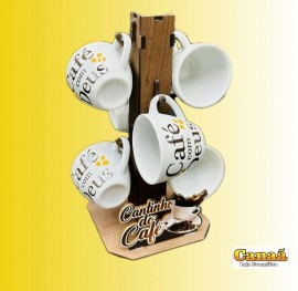 Kit Caf com Deus no suporte (6 canecas de 80 ml ) 