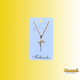Kit corrente com pingente folheado ( f� cruz dourado) 