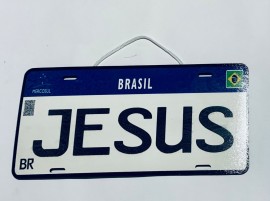 Placa Mercosul MDF pintado (Jesus), cada