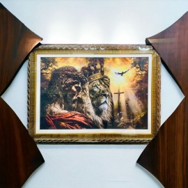 Quadro moldura luxo ( Cristo com coroa / Leo com coroa ) ( 100x70cm ), cada