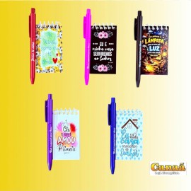 Kit mini caderneta sem pauta com caneta (Frases B�blicas), cada