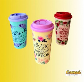 Copo de caf� de pl�stico m�e 600 ml (estampas variadas), cada