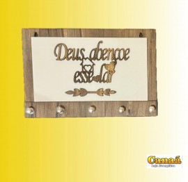 Porta chave 2 D com 5 pinos (Deus abenoe esse lar), cada