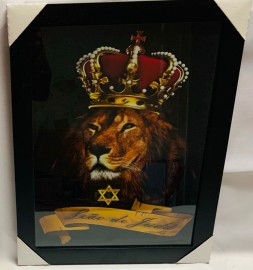 Quadro madeira com moldura e vidro individual (Le�o de Jud� com Coroa... )