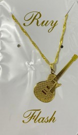 kit corrente com pingente folheado (Guitarra)