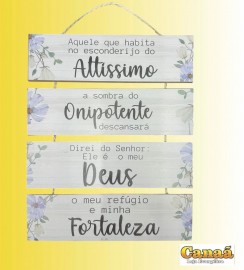 Placa corda frases madeiras com 4 partes ( Aquele que habita) , cada