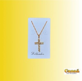 Kit corrente com pingente folheado (Cruz com pedrinha brilhante)