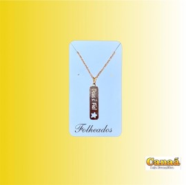 Kit corrente com pingente folheado ( Deus � fiel placa ) 