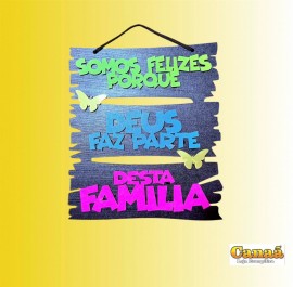 Placa decorada pintura NEON (Somos felizes porque), cada