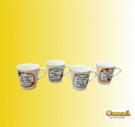 Caneca porcelana 120 ml (Mensagens), cada