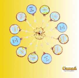 Chaveiro gel redondo com p�rola na cordinha ( gratid�o floral amarelo)  c/12