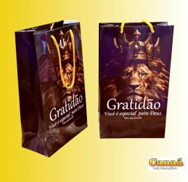 Sacola m�dia preta Le�o (Gratid�o), cada