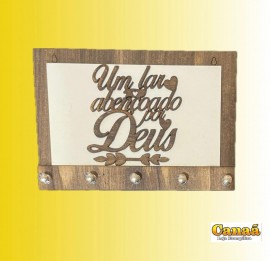 Porta chave 2 D com 5 pinos (Um lar abenoado por Deus), cada