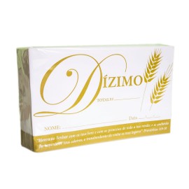  Envelope de dzimo branco com borda amarela , com 100 ps