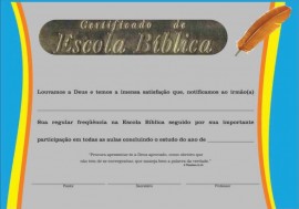 Certificado de Escola Bblica, com 10 ps