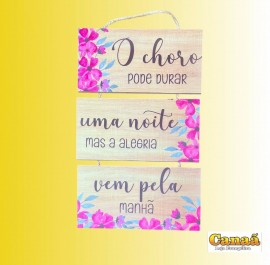 Quadro decorao corda com 3 placas de madeira (O choro pode durar), cada
