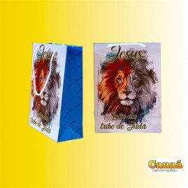 Sacola pequena Jesus - le�o da tribo de Jud� (branco com azul) , cada
