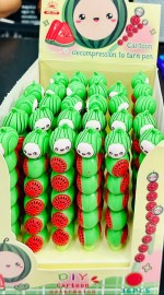 Caneta emborrachada bolinhas melancias ( com cabe�a girat�rio), cada