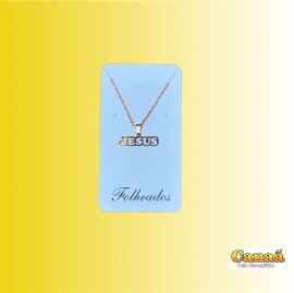 Kit corrente com pingente folheado ( Jesus vazado) 