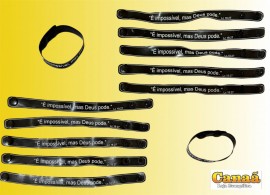 Pulseira borracha preta ( impossvel, mas Deus pode) com 12 peas  