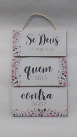 Quadro decorao corda com 3 placas de madeira (Se Deus  por ns...),cada
