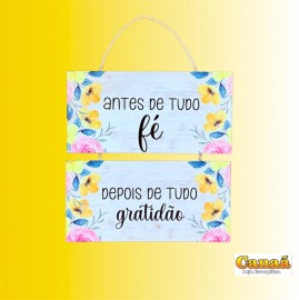 Quadro decora��o corda com 2 placas de madeira (Antes de tudo f�...),cada