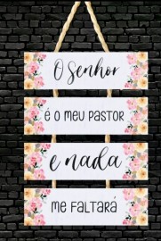 Placa corda frases madeiras com 4 partes ( O Senhor  meu pastor ) , cada