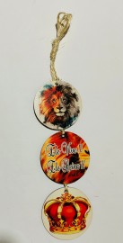 Placa MDF na corda amarradinho , cor brilhante ( Le�o colorido Ele ViVe), cada