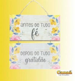 Quadro decorao corda com 2 placas de madeira (Antes de tudo fe)