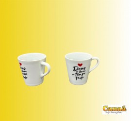 Caneca porcelana 120 ml (Deus  bom o tempo todo) , cada